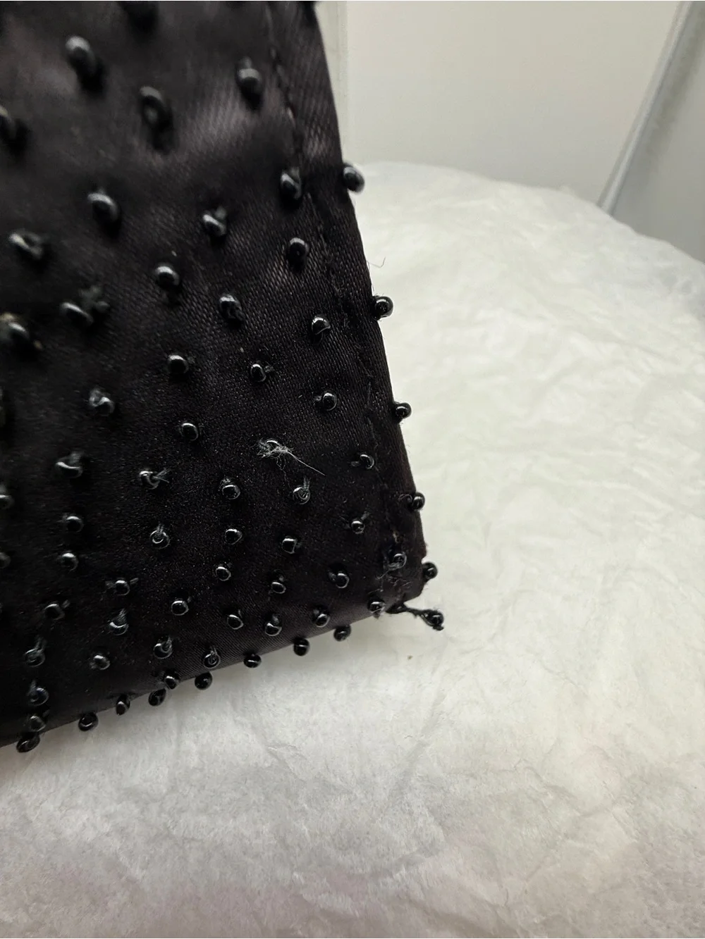 La Regale Black Beaded Floral Evening Clutch